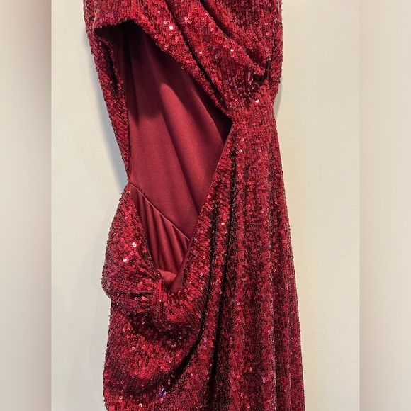 Nicole Bakti Burgundy Sequin Gown - Picture 10 of 13